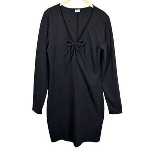 Aritzia‎ Sunday Best Mini Dress Women's Large L Black Jersey Knit Long Sleeve